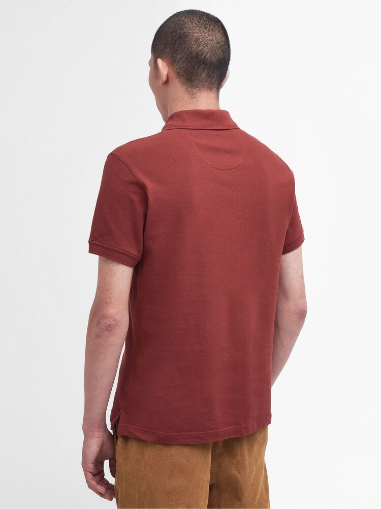 Barbour® Brick Red Tartan Pique Polo Shirt - Image 2 of 5