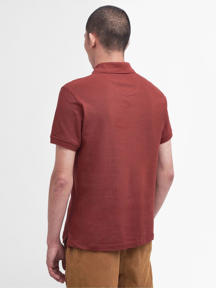 Barbour® Brick Red Tartan Pique Polo Shirt - Image 2 of 5 Barbour® Brick Red Tartan Pique Polo Shirt - Image 2 of 5