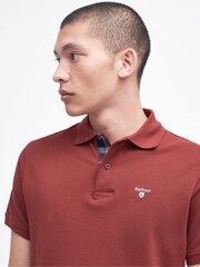 Barbour® Brick Red Tartan Pique Polo Shirt - Image 3 of 5