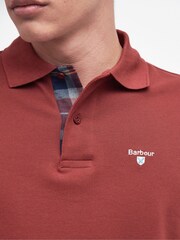 Barbour® Brick Red Tartan Pique Polo Shirt - Image 4 of 5
