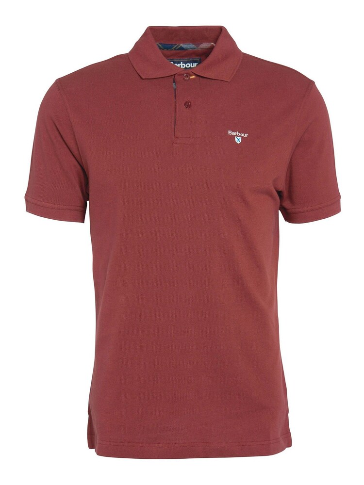 Barbour® Brick Red Tartan Pique Polo Shirt - Image 5 of 5