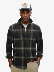 Superdry Boseman Check Black 100% Cotton Vintage Check Overshirt - Image 1 of 3