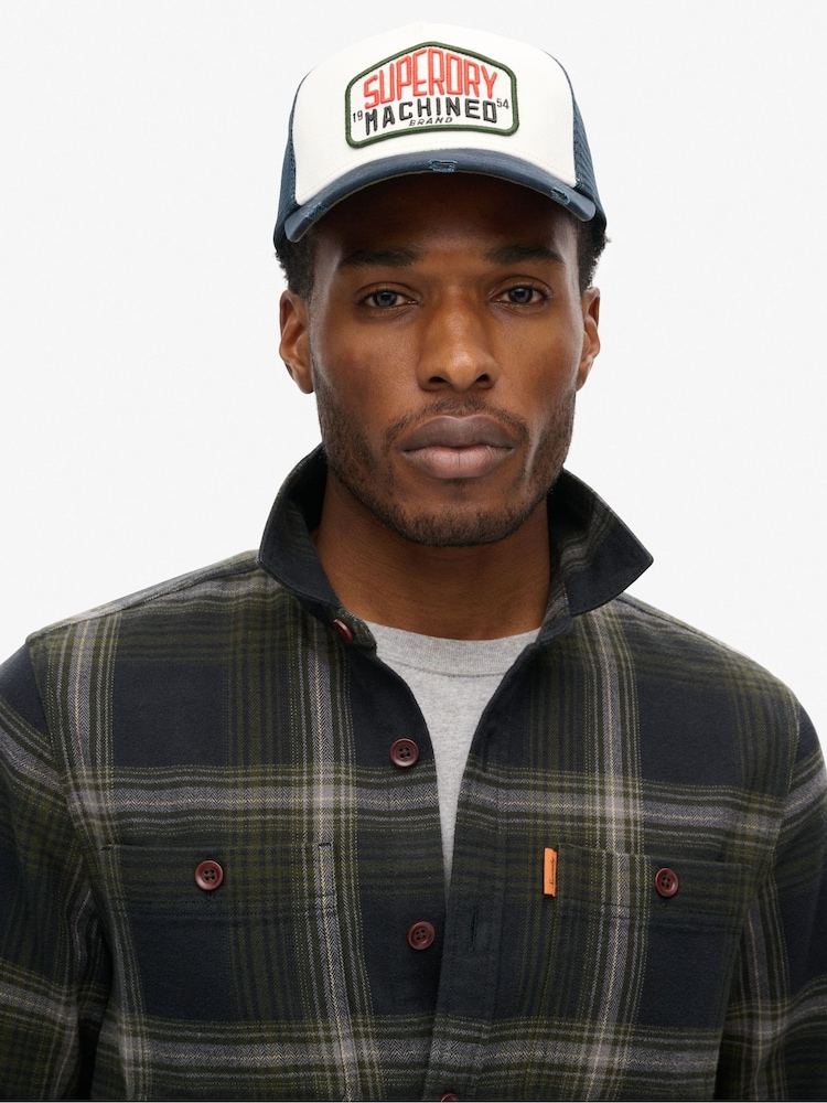 Superdry Boseman Check Black 100% Cotton Vintage Check Overshirt - Image 3 of 3