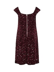 Rojo - Yours Curve Sequin Velvet V Bar Dress - Imagen 6 de 6