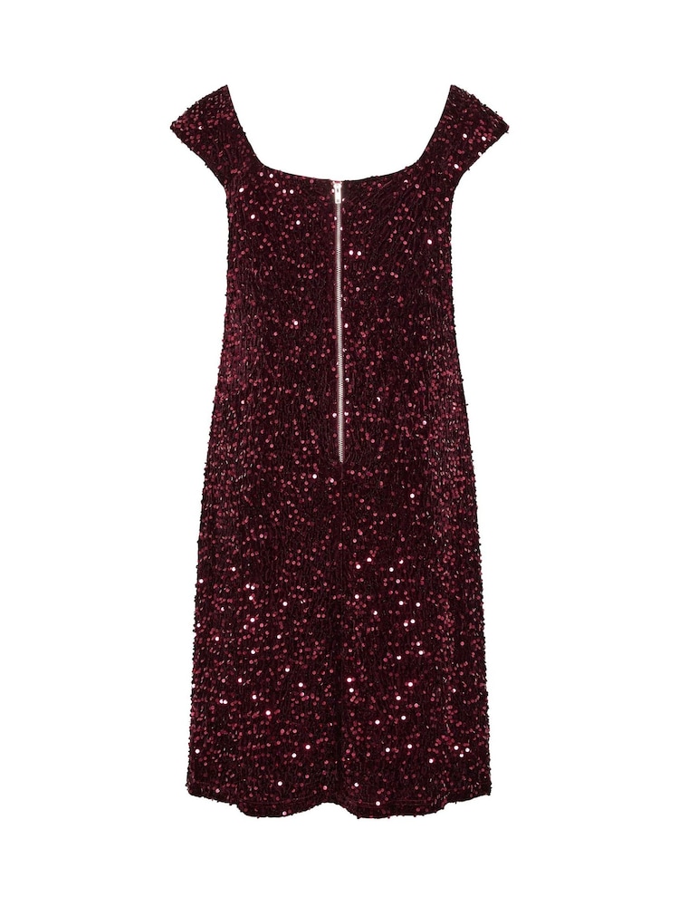 Rojo - Yours Curve Sequin Velvet V Bar Dress - Imagen 6 de 6