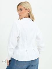 Yours Curve White Limited Shaped Seam Detail Shirt - Image 3 of 6