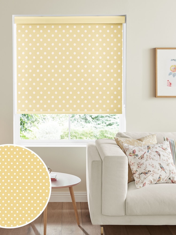 Cath Kidston Yellow Button Spot Made to Measure Roller Blind - Image 1 of 4