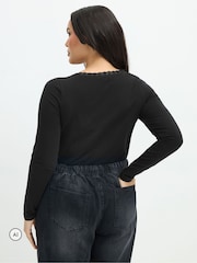Yours Curve Black Limited Lace V Bodysuit - Image 3 of 6