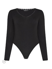 Yours Curve Black Limited Lace V Bodysuit - Image 5 of 6