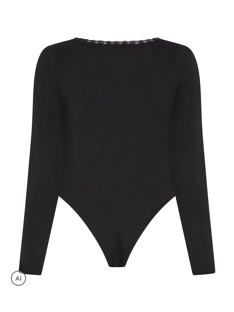 Yours Curve Black Limited Lace V Bodysuit - Image 6 of 6 Yours Curve Black Limited Lace V Bodysuit - Image 6 of 6