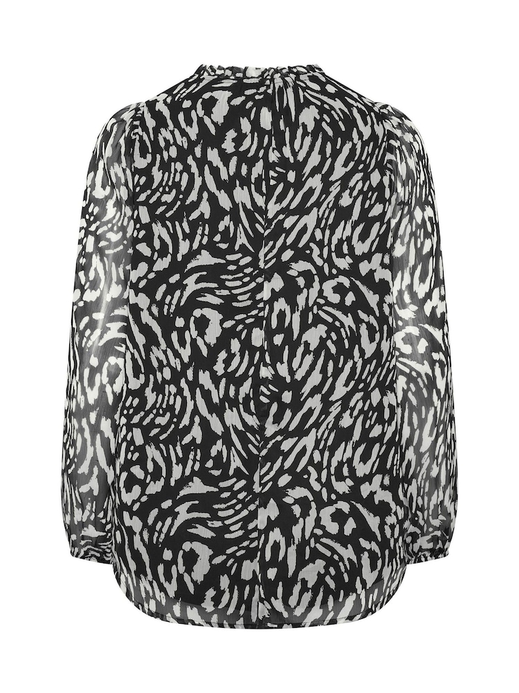 Yours Curve Black Frill Neck Leopard Print Blouse - Image 7 of 7 Yours Curve Black Frill Neck Leopard Print Blouse - Image 7 of 7