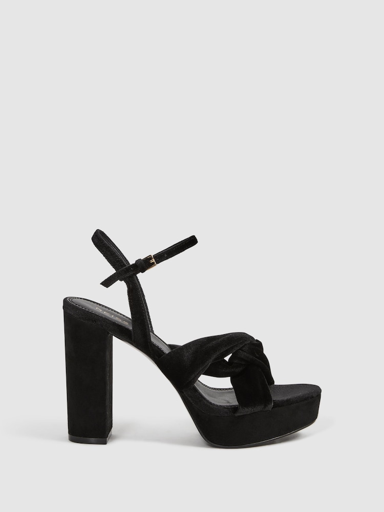 Reiss Black Harmony Velvet Platform Heels - Image 1 of 5