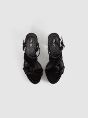 Reiss Black Harmony Velvet Platform Heels - Image 3 of 5