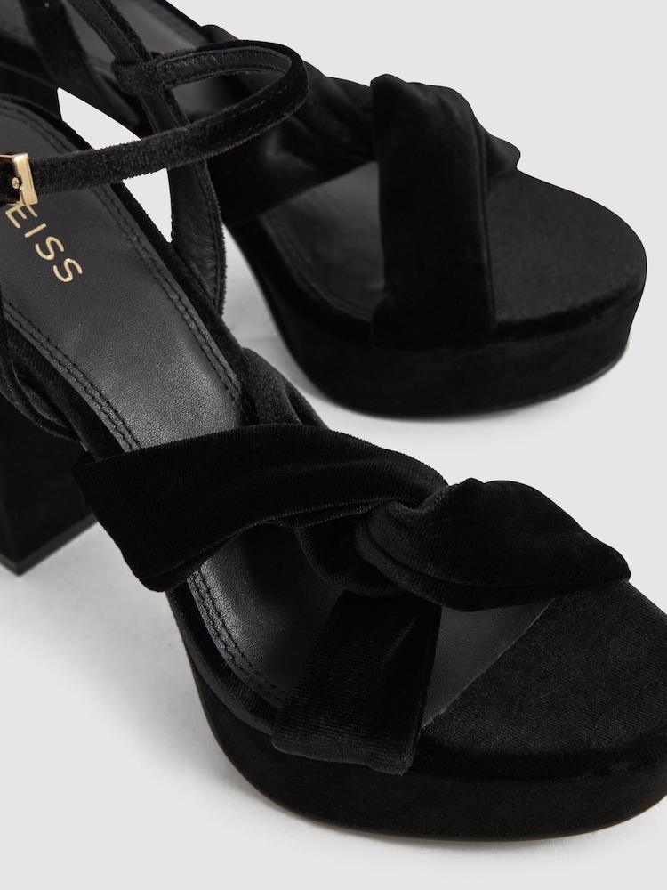 Reiss Black Harmony Velvet Platform Heels - Image 5 of 5