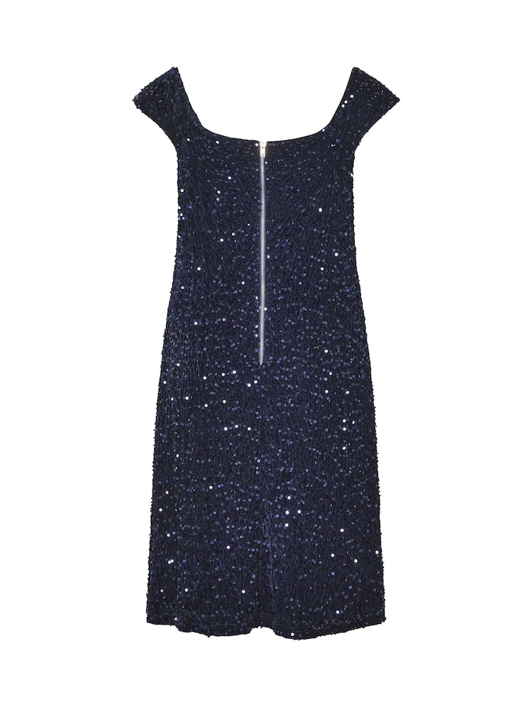 Azul - Yours Curve Sequin Velvet V Bar Dress - Imagen 6 de 6
