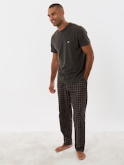 Threadbare Dark Brown/ Grey Short Sleeve Pyjamas Set - Image 1 of 4