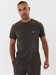 Threadbare Dark Brown/ Grey Short Sleeve Pyjamas Set - Image 3 of 4