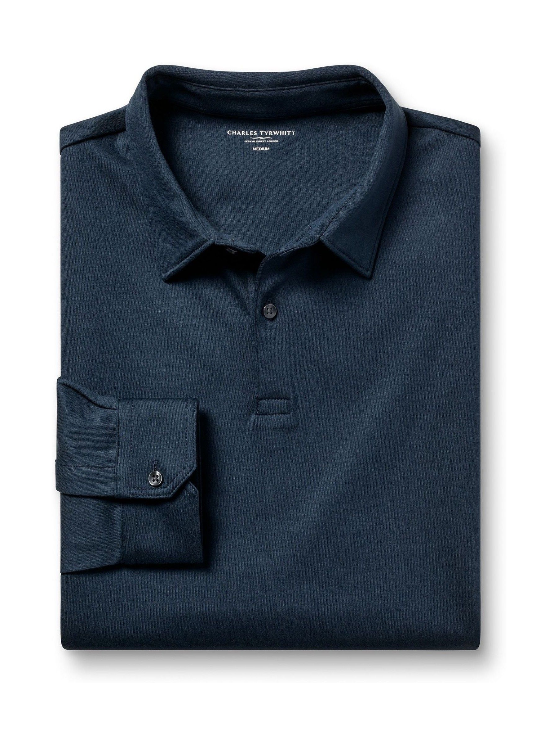 Buy Charles Tyrwhitt Petrol Blue 100% Cotton Plain Long Sleeve