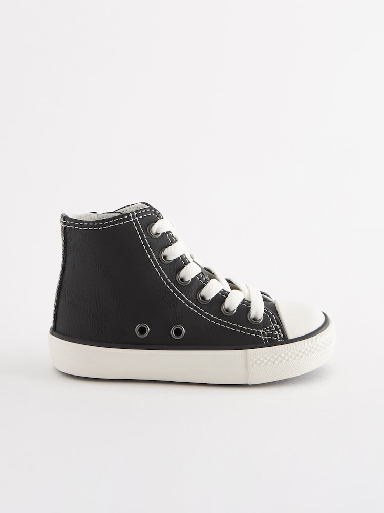 Black Standard Fit (F) High Top Trainers - Image 2 of 6