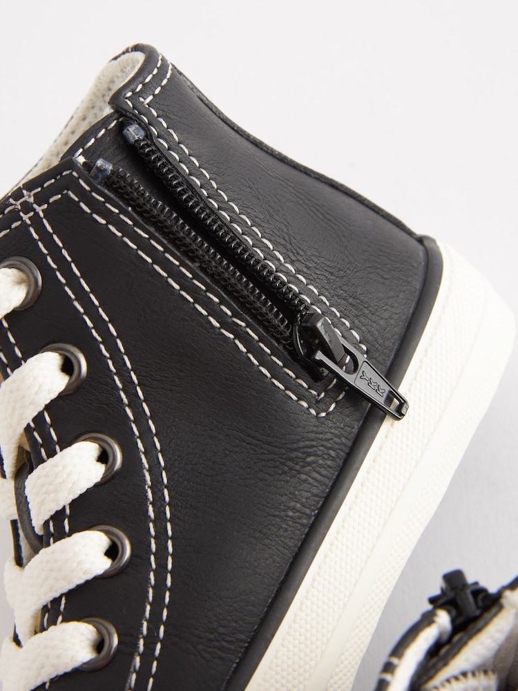 Black Standard Fit (F) High Top Trainers - Image 6 of 6