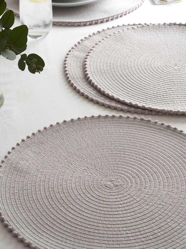 Grey Pom Pom Placemats - Image 1 of 3