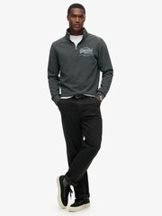 Superdry Washed Black 100% Cotton Classic Vl Graphic Half Zip Hoodie - Image 2 of 5