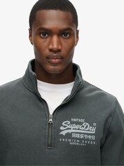 Superdry Washed Black 100% Cotton Classic Vl Graphic Half Zip Hoodie - Image 3 of 5