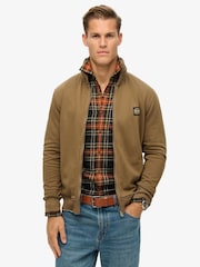 Superdry Washed Teak Brown Contrast Stitch Track 100% Cotton Jacket - Image 1 of 5