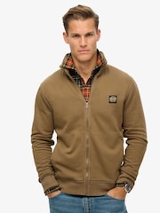 Superdry Washed Teak Brown Contrast Stitch Track 100% Cotton Jacket - Image 2 of 5