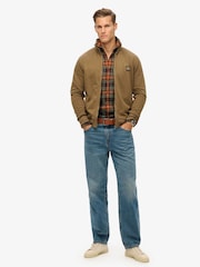 Superdry Washed Teak Brown Contrast Stitch Track 100% Cotton Jacket - Image 3 of 5