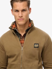 Superdry Washed Teak Brown Contrast Stitch Track 100% Cotton Jacket - Image 4 of 5