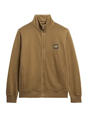 Superdry Washed Teak Brown Contrast Stitch Track 100% Cotton Jacket - Image 5 of 5