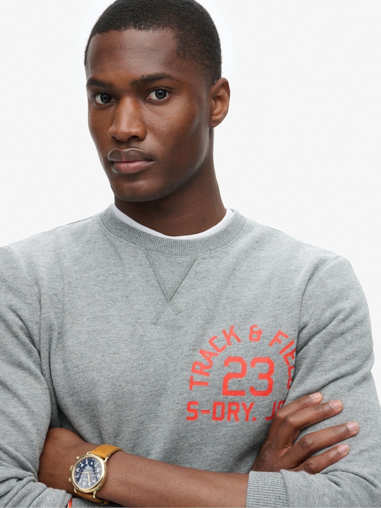 Gris silex - Superdry Sweat ras de cou graphique Track and Field - Image 3 of 3