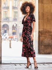 Sosandar Pink Midi Wrap Dress - Image 2 of 5