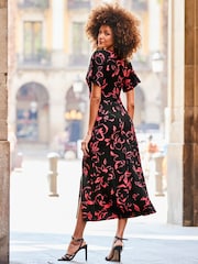 Sosandar Pink Midi Wrap Dress - Image 3 of 5