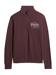 Reichhaltiges, tiefes Burgunderrot - Superdry Classic Hoodie mit Vl-Grafik aus 100 % Baumwolle mit kurzem Reissverschluss - Bild 4 von 5