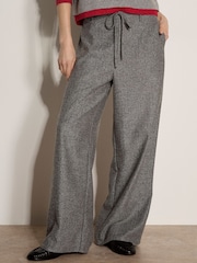 Apricot Grey Wide-Leg Herringbone Trousers - Image 1 of 4