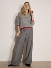 Apricot Grey Wide-Leg Herringbone Trousers - Image 2 of 4