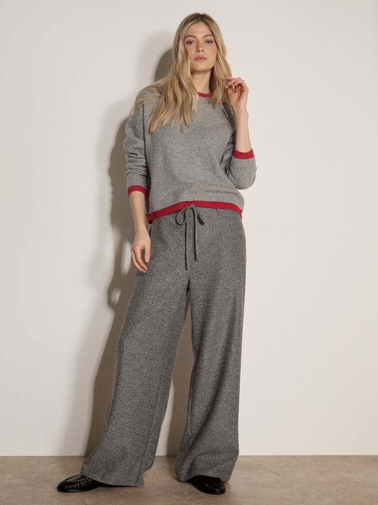 Apricot Grey Wide-Leg Herringbone Trousers - Image 2 of 4