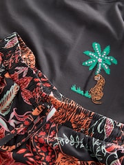 Charcoal Grey Safari Cotton Short Set Pyjamas - Image 10 of 10