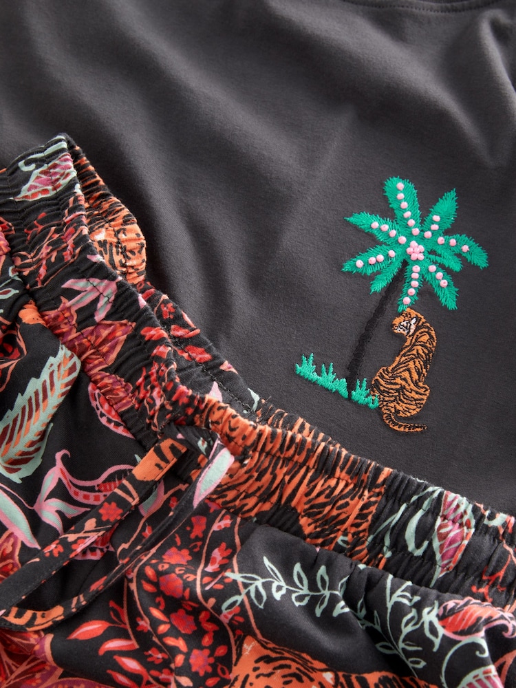 Charcoal Grey Safari Cotton Short Set Pyjamas - Image 10 of 10