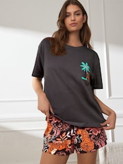 Charcoal Grey Safari Cotton Short Set Pyjamas - Image 2 of 10