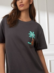 Charcoal Grey Safari Cotton Short Set Pyjamas - Image 5 of 10