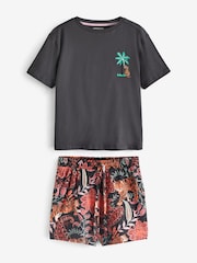 Charcoal Grey Safari Cotton Short Set Pyjamas - Image 7 of 10