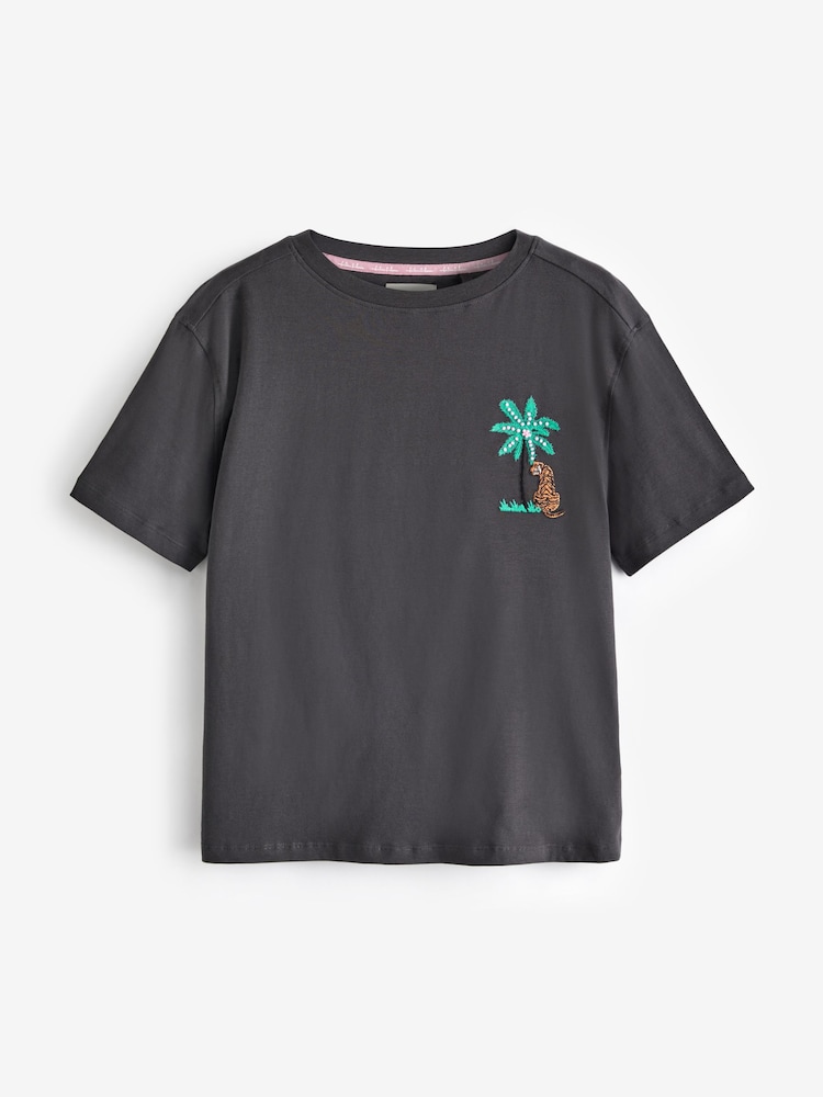 Charcoal Grey Safari Cotton Short Set Pyjamas - Image 8 of 10