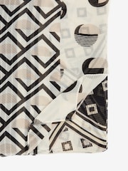Black/White Geometric Print Plisse Lightweight Scarf - Image 5 of 5