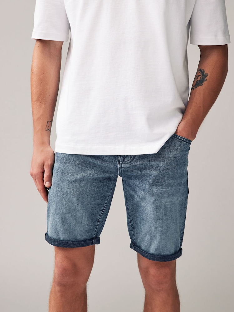 Grey Summer Weight Denim Shorts - Image 1 of 10