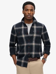 Superdry Boseman Check Navy 100% Cotton Vintage Check Overshirt - Image 1 of 3
