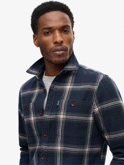 Superdry Boseman Check Navy 100% Cotton Vintage Check Overshirt - Image 3 of 3