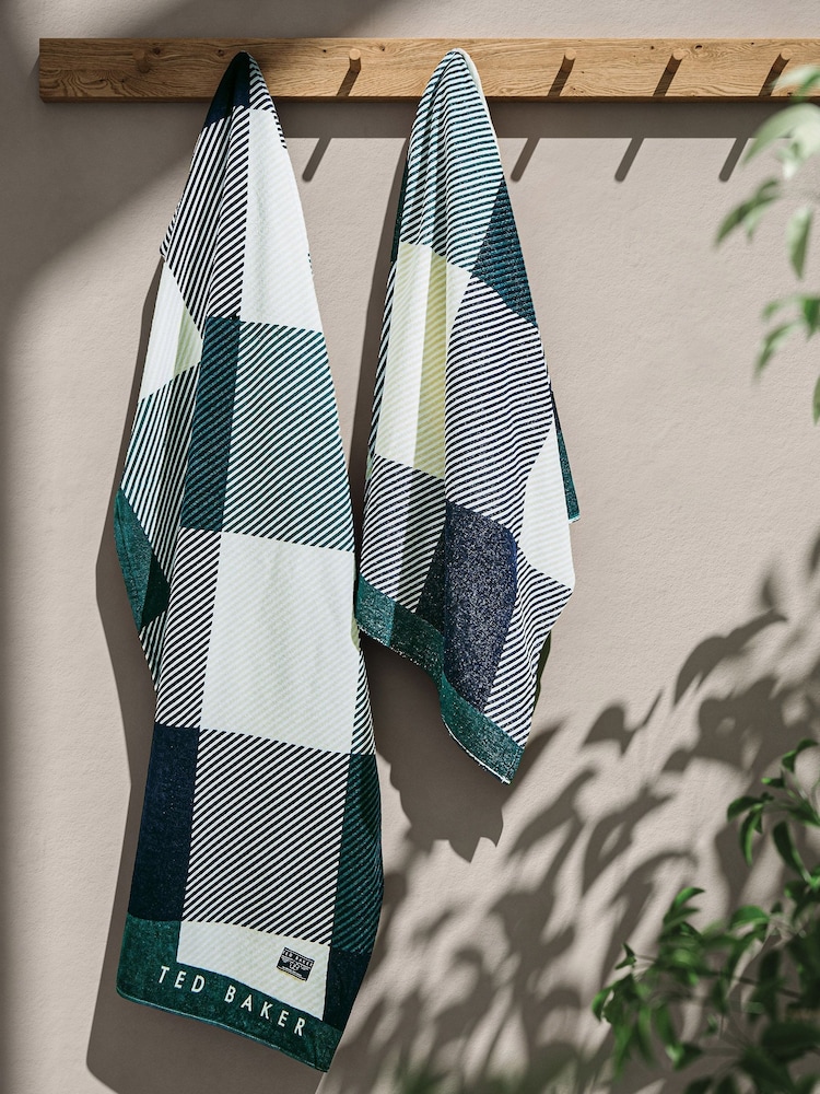 Ted Baker Green House Check Beach Towel - Image 1 of 2